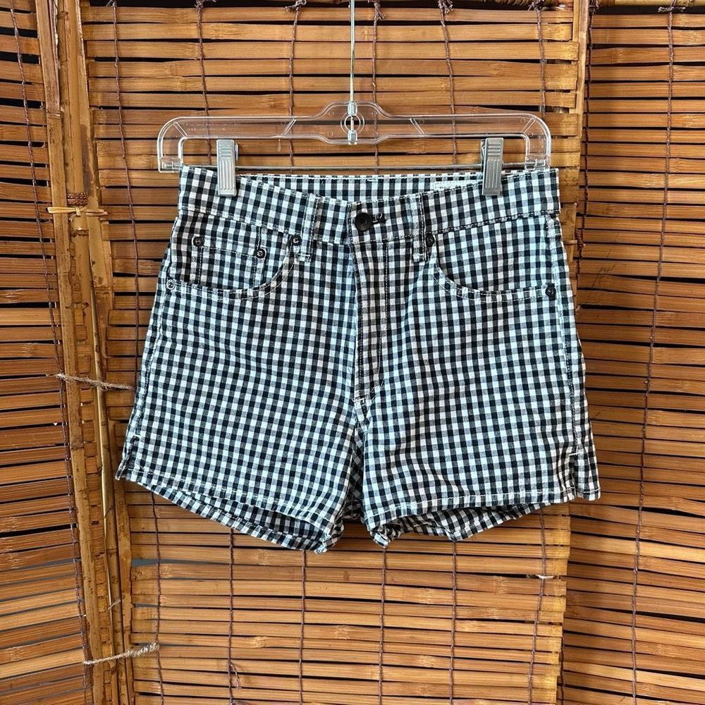 Rag & Bone Women's Justine Gingham High Waist Shorts Black White Size 26 (ab303)